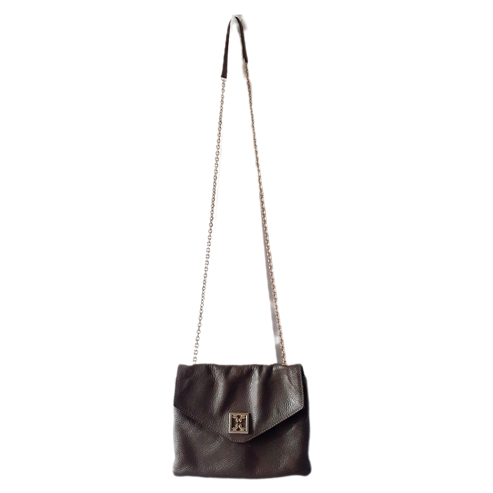 Vintage Coccinelle Mini Bag in Dark Taupe with Gold Adjustble length Strap